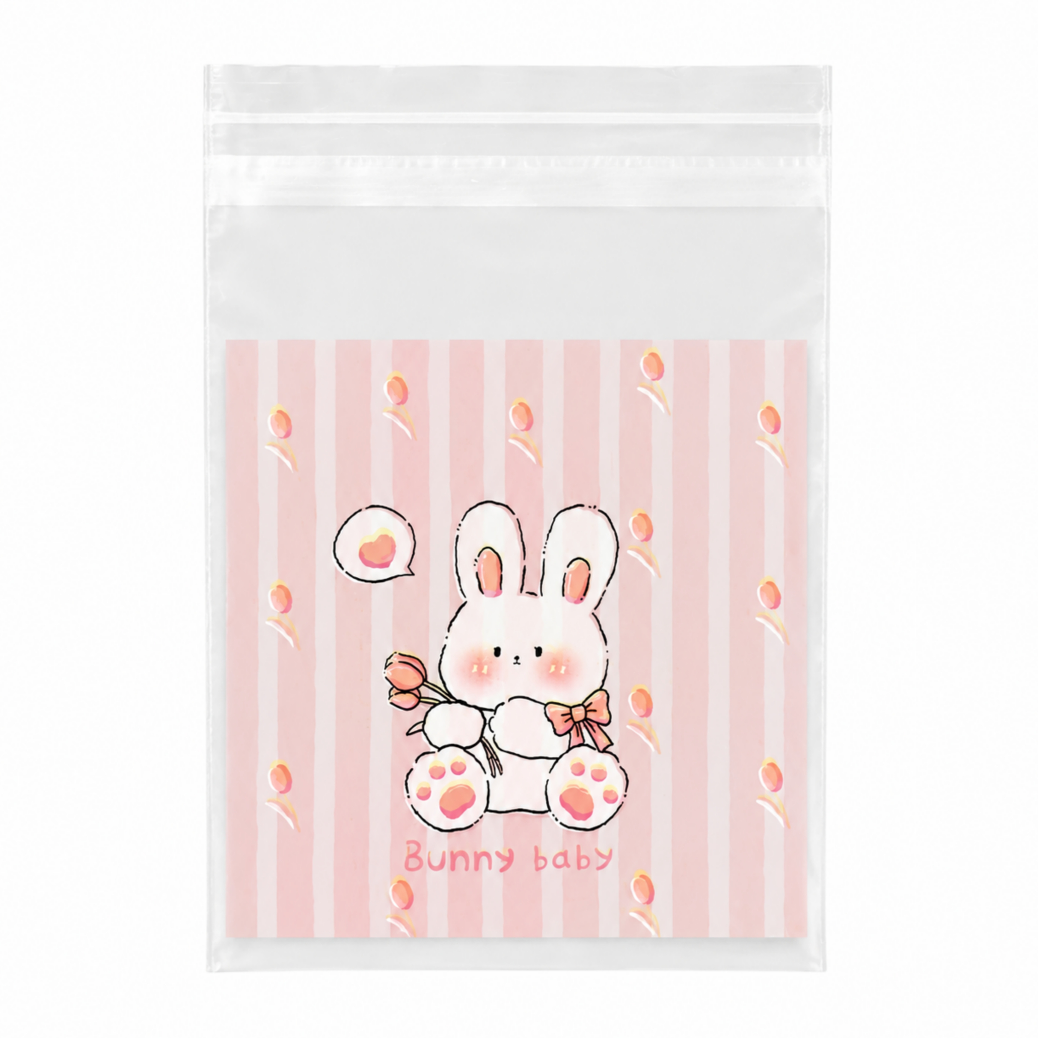 پاکت سلفون چسبی صورتی طرح Bunny baby و smile