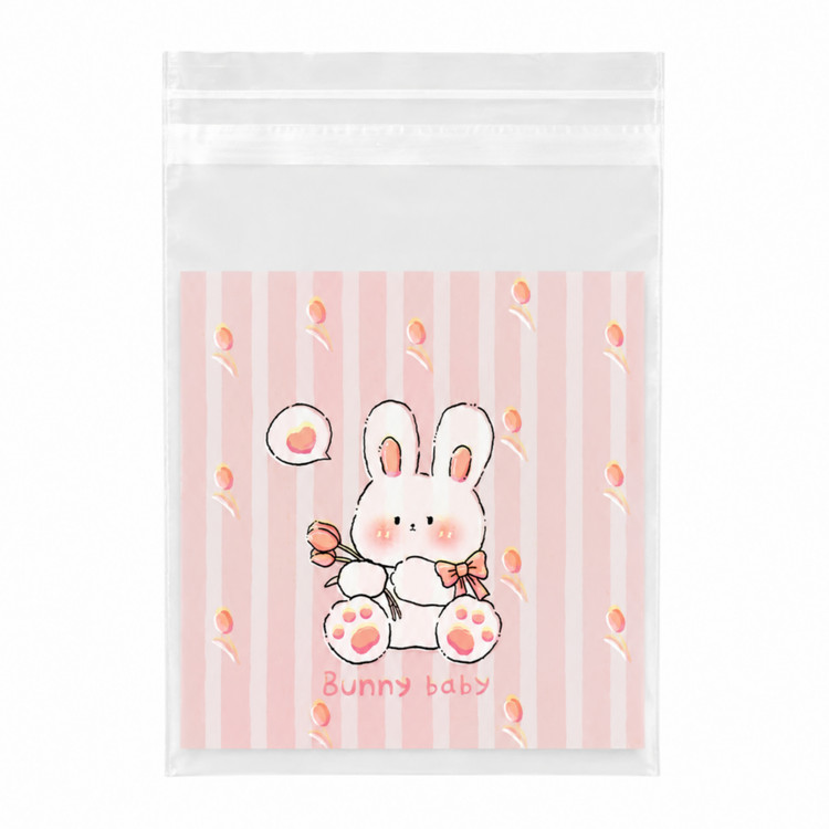 پاکت سلفون چسبی صورتی طرح Bunny baby و smile